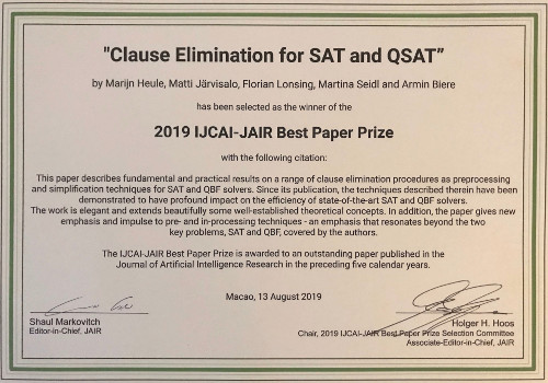 IJCAI-JAIR 2019大奖